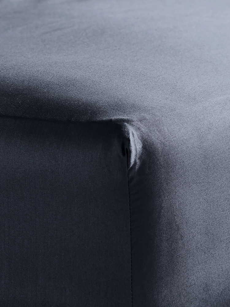 Bedfolk Blue 100% Cotton Luxe Fitted Sheet - Image 1 of 4 Bedfolk Blue 100% Cotton Luxe Fitted Sheet - Image 1 of 4