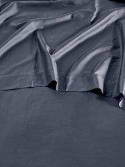 Bedfolk Blue 100% Cotton Luxe Fitted Sheet - Image 3 of 4