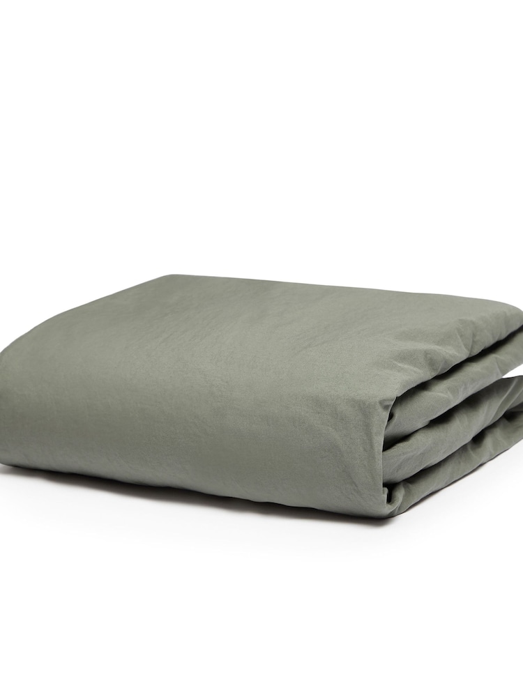 Bedfolk Green Cot Bed 100% Cotton Fitted Sheet - Image 2 of 2