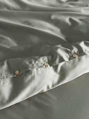 Bedfolk Green 100% Cotton Luxe Deep Fitted Sheet - Image 4 of 4