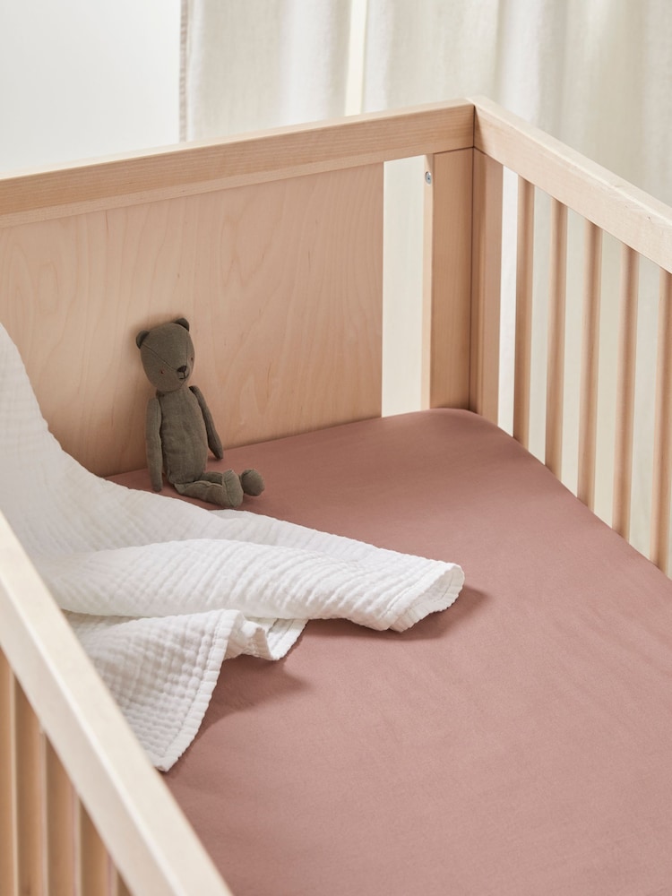 Bedfolk Dark Pink Cot Bed 100% Cotton Fitted Sheet - Image 1 of 1