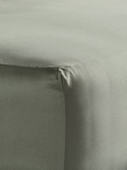 Bedfolk Green 100% Cotton Luxe Fitted Sheet - Image 1 of 4