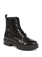 Pavers Black Lace-Up Biker Boots - Image 2 of 5
