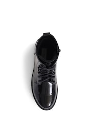 Pavers Black Lace-Up Biker Boots - Image 4 of 5
