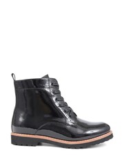 Pavers Black Patent Lace-Up Ankle Boots - Image 1 of 5
