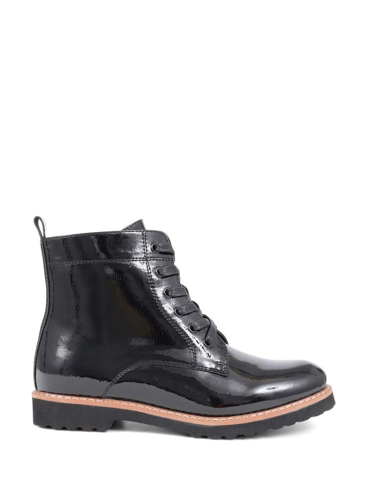 Pavers Black Patent Lace-Up Ankle Boots - Image 1 of 5