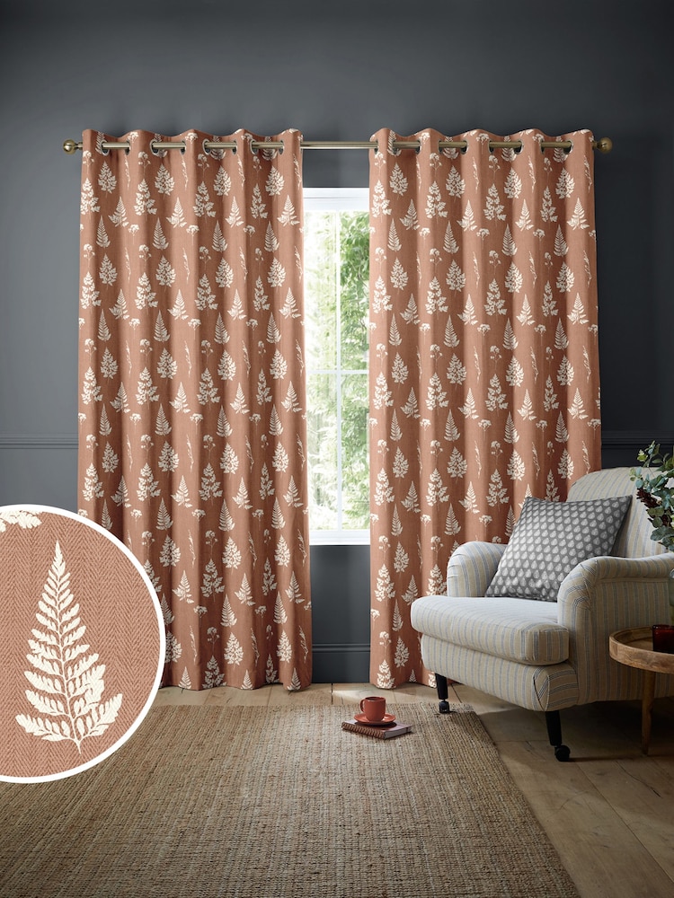 Emily Bond Rust Orange Tynesfield Made to Measure 100% Cotton Curtains - Image 1 of 9