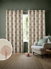 Emily Bond Rust Orange Yew Tree Made to Measure 100% Cotton Curtains - Image 1 of 9