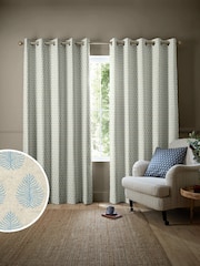 Emily Bond Sky Blue Jaipur Made to Measure 100% Cotton Curtains - Image 1 of 9