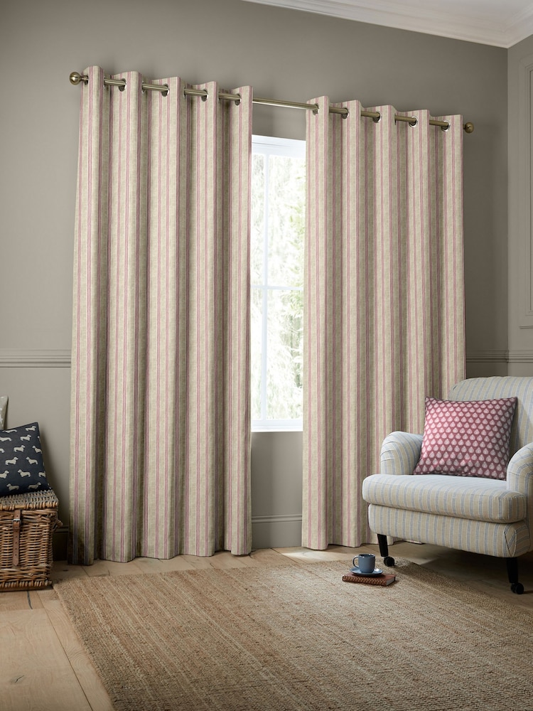 Emily Bond Red George 100% Cotton Stripe Print Made to Measure Curtains - Image 2 of 9