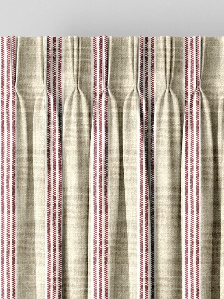 Emily Bond Red George 100% Cotton Stripe Print Made to Measure Curtains - Image 5 of 9