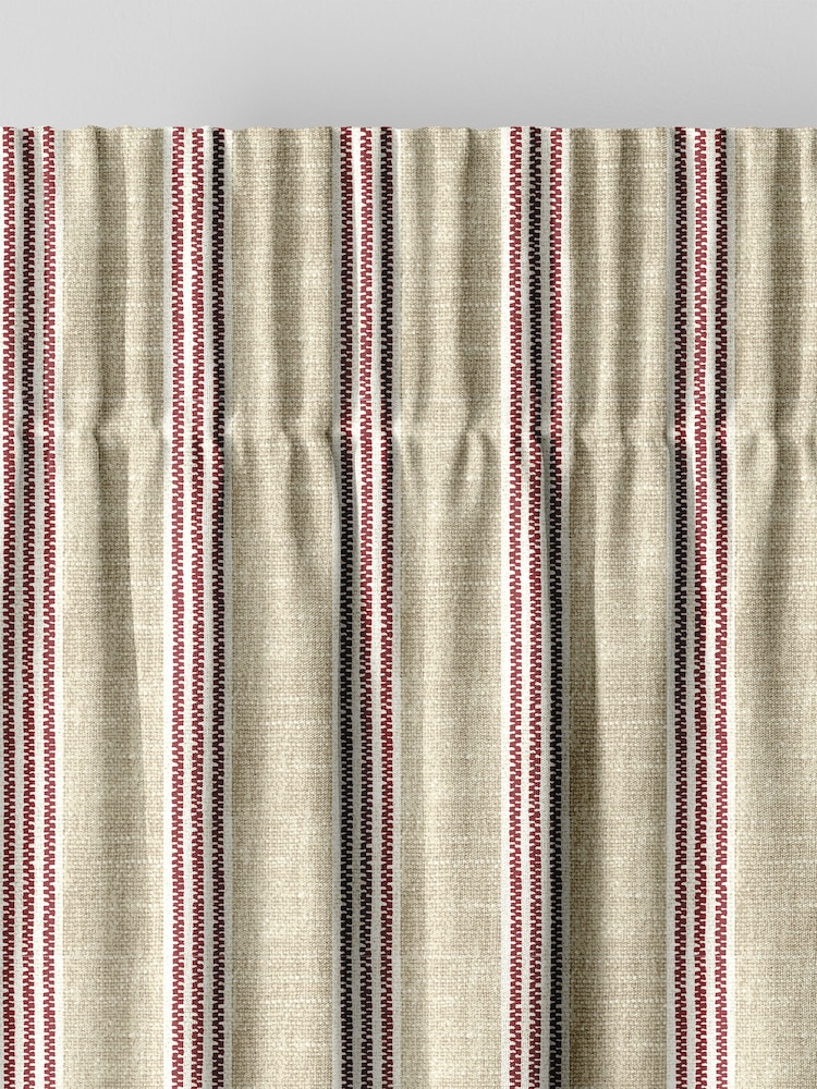 Emily Bond Red George 100% Cotton Stripe Print Made to Measure Curtains - Image 6 of 9