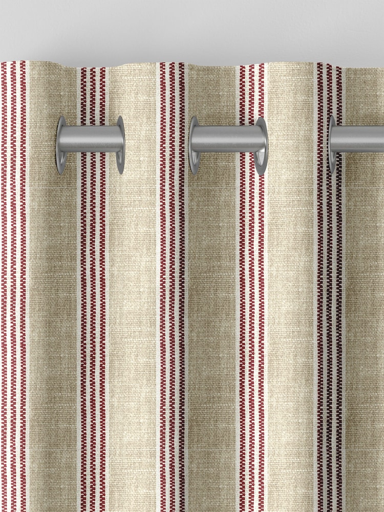 Emily Bond Red George 100% Cotton Stripe Print Made to Measure Curtains - Image 7 of 9