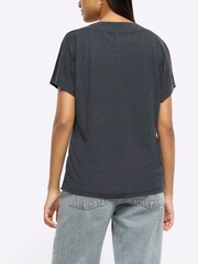 River Island Grey V-Neck T-Shirt - Image 2 of 4