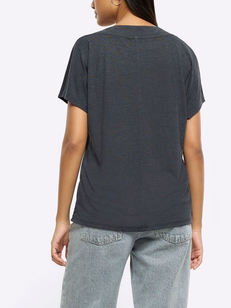 River Island Grey V-Neck T-Shirt - Image 2 of 4