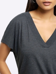 River Island Grey V-Neck T-Shirt - Image 3 of 4