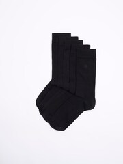 River Island Black Logo Embroidered Multipack of 5 Ankle Socks - Image 1 of 2