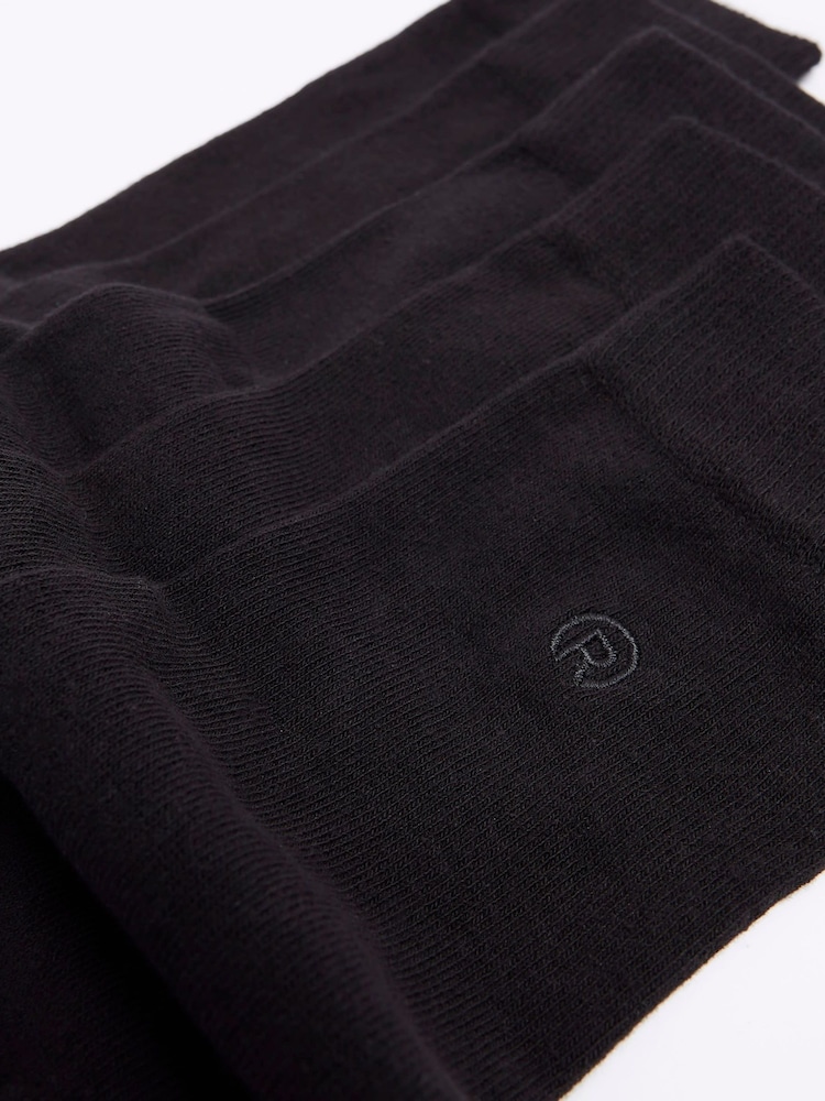 River Island Black Logo Embroidered Multipack of 5 Ankle Socks - Image 2 of 2