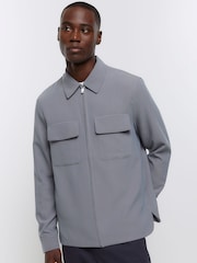 River Island Grey Regular Fit Smart Shacket - Image 3 of 4