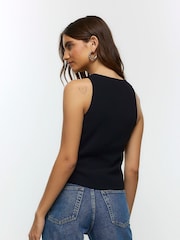 River Island Black Button Front Tailored Waistcoat - Image 2 of 4