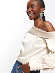 River Island White Off Shoulder Top - Image 4 of 6
