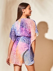 Lipsy Blue Rainbow Printed Kaftan (2-16yrs) - Image 3 of 4
