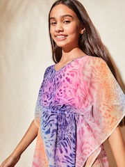 Lipsy Blue Rainbow Printed Kaftan (2-16yrs) - Image 4 of 4