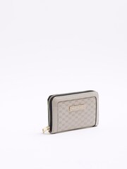 River Island Grey Grey Patent Embossed RI Purse - Image 3 of 5