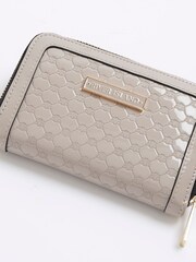River Island Grey Grey Patent Embossed RI Purse - Image 4 of 5