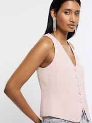 River Island Pink Button Front Tailored Waistcoat - Image 3 of 4
