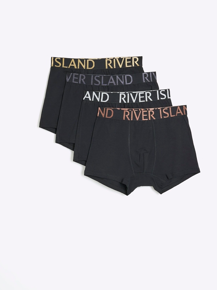 River Island Black Multipack of 4 Regular Fit Trunk - Image 1 of 4