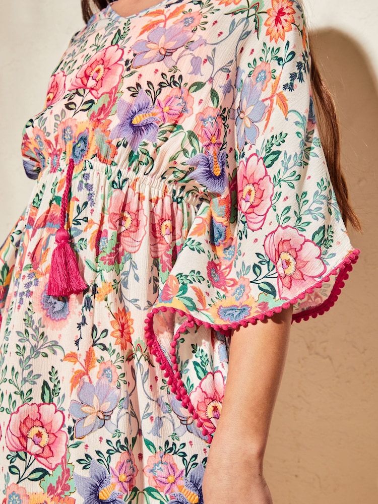 Lipsy White Printed Jersey Kaftan (From 2-16yrs) - Image 4 of 4 Lipsy White Printed Jersey Kaftan (From 2-16yrs) - Image 4 of 4