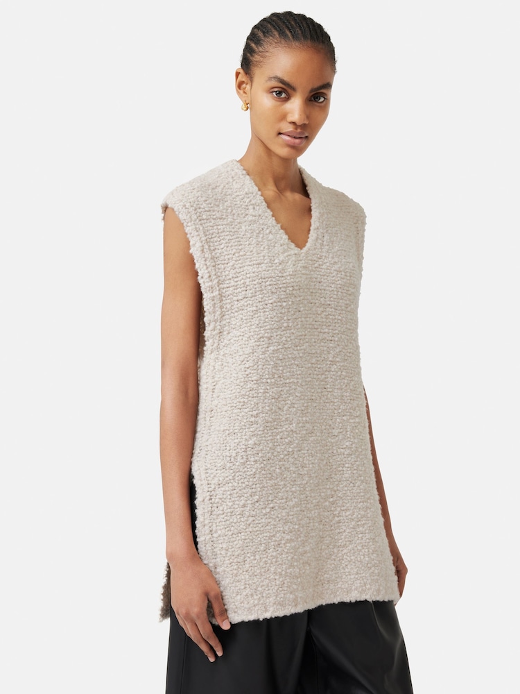 Jigsaw Cream Boucle V Neck Tank Top - Image 1 of 7