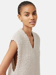 Jigsaw Cream Boucle V Neck Tank Top - Image 5 of 7