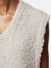 Jigsaw Cream Boucle V Neck Tank Top - Image 6 of 7