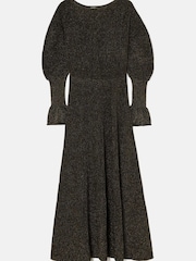 Jigsaw Gold Metallic Plisse Knitted Dress - Image 6 of 7