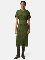 Jigsaw Textured Check Midi Dress - Image 1 of 6