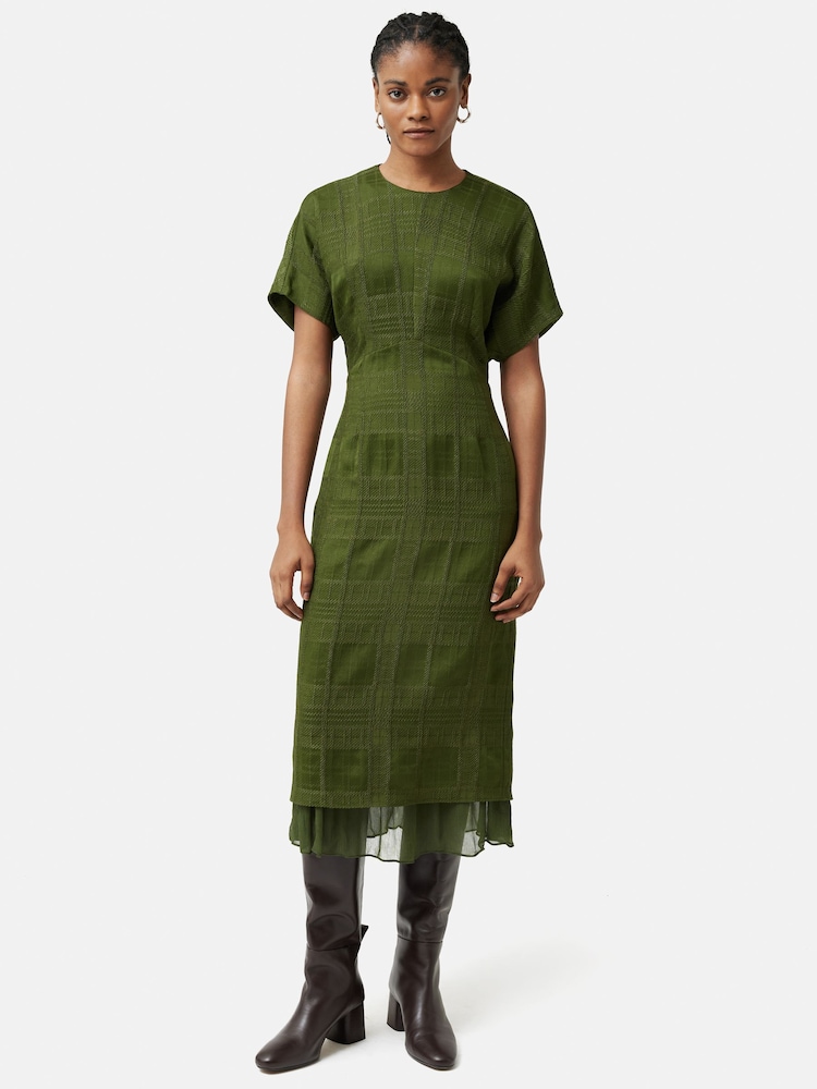 Jigsaw Textured Check Midi Dress - Image 1 of 6
