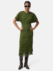 Jigsaw Textured Check Midi Dress - Image 2 of 6