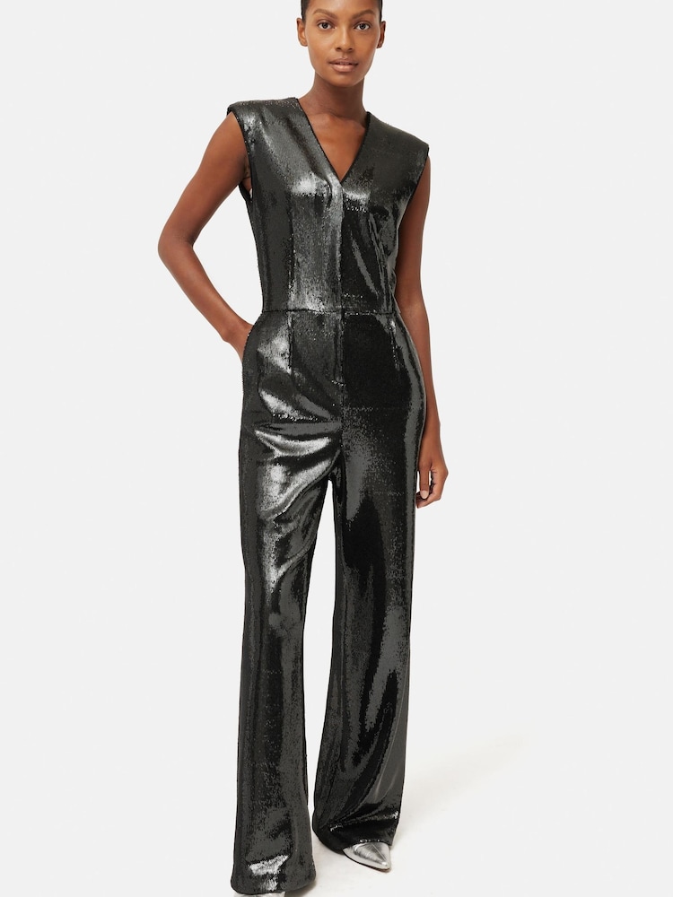 Jigsaw Sequin Black Jumpsuit - Image 1 of 7