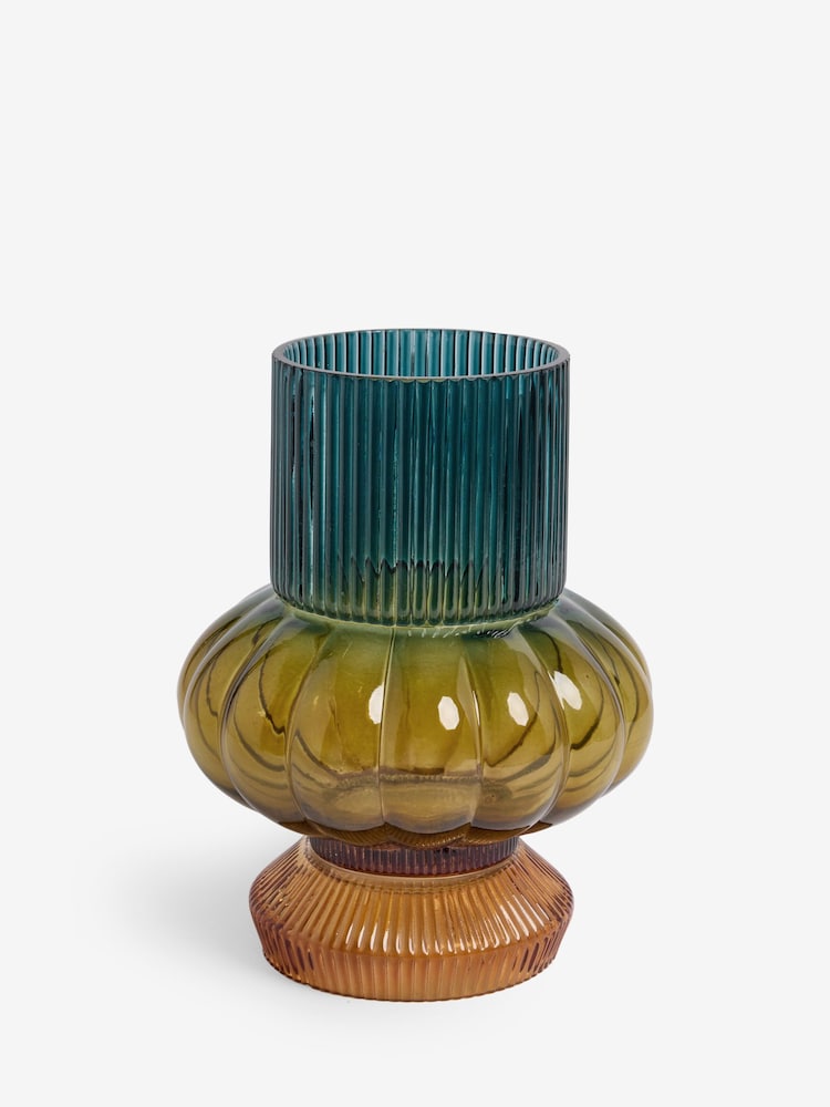 Green Ombre Glass Pillar Vase - Image 1 of 10