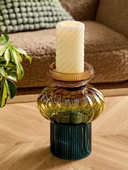 Green Ombre Glass Pillar Vase - Image 4 of 10