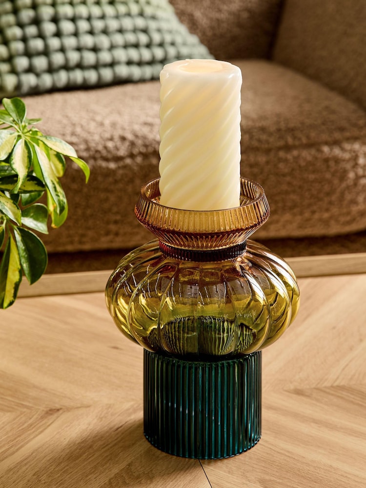 Green Ombre Glass Pillar Vase - Image 4 of 10