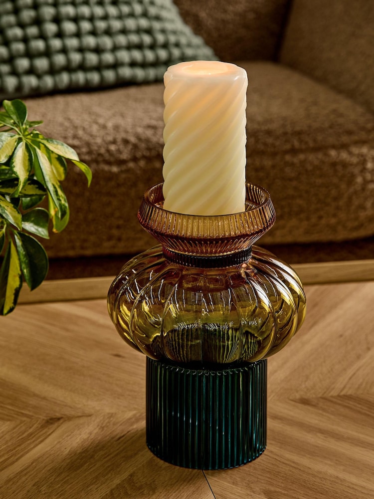 Green Ombre Glass Pillar Vase - Image 5 of 10