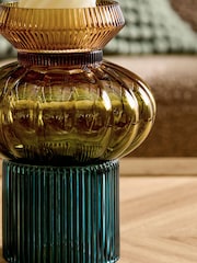 Green Ombre Glass Pillar Vase - Image 6 of 10