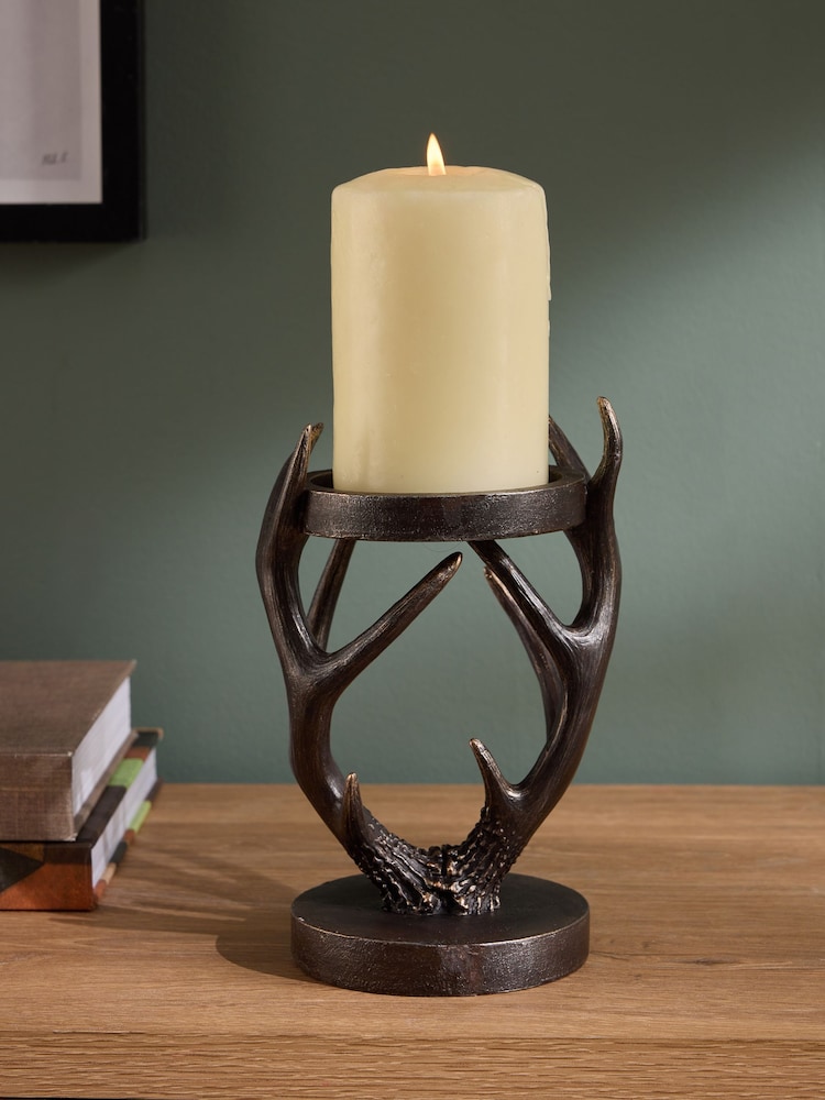 Bronze Antler Pillar Candle Holder - Image 1 of 5