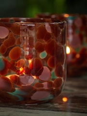 Set of 3 Brown Glass Confetti Tea Light Candle Holders - Image 3 of 4