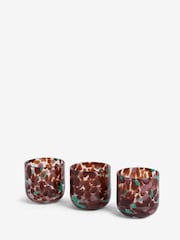 Set of 3 Brown Glass Confetti Tea Light Candle Holders - Image 4 of 4