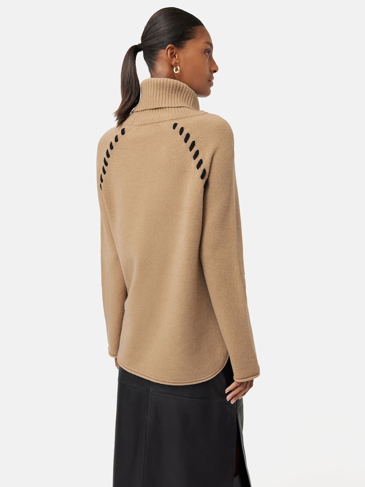 Jigsaw Brown Merino Scoop Hem Jumper - Image 2 of 6