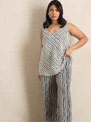 Live Unlimited White Stripe Sleeveless Scoop Neck Blouse - Image 2 of 2